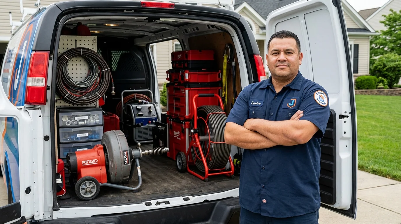 Professional drain cleaning equipment and Johns Plumbing LLC plumber in Laverne