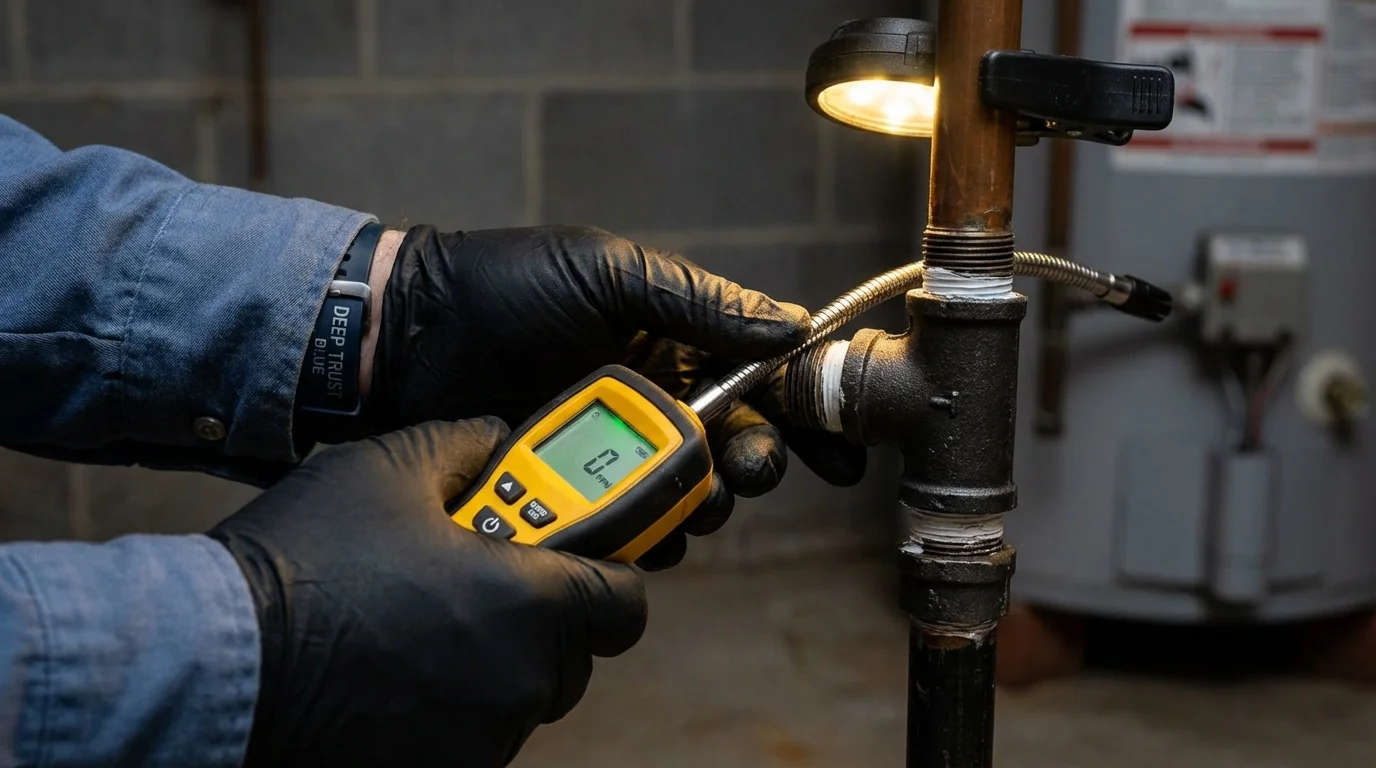 Gas leak detection with electronic sniffer by Johns Plumbing LLC in Laverne