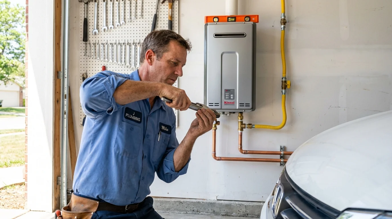 Tankless water heater installation by a Johns Plumbing LLC plumber in Laverne